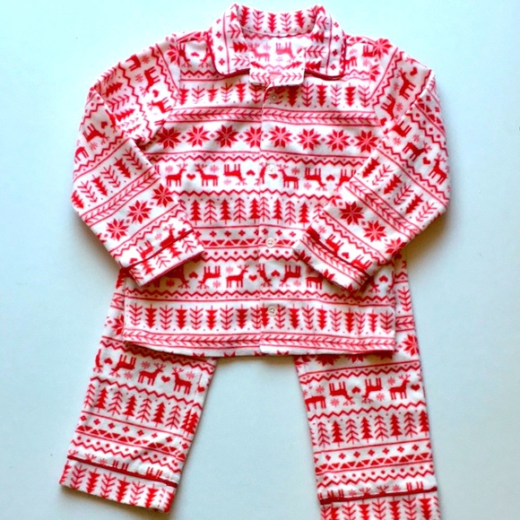 Gap Fair isle red white fleece pajamas 5T - Picture 1 of 1